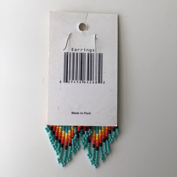 LAST 1! NEW Spirit of Nature French Wire Drop Earrings Aqua Multi Seed Bead Boho - Picture 4 of 6